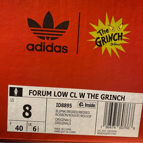 adidas Originals The Grinch  Forum Low CL Pink Suede ID8895 Women's Sz - Picture 8 of 12